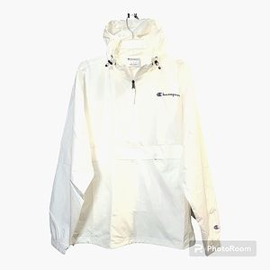 Champion Men's White Half-Zip Weather Resistant Pullover Hoodie | Mens Sz L NWT